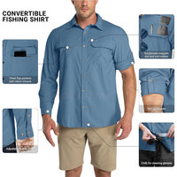 Nuevas camisas de caza de peces con botones de manga larga para hombre hechas a medida, camisa de pesca con cuello vuelto de ajuste Regular para hombre