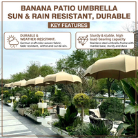 Parasol suspendu de 3 m noir et blanc, résistant à l'eau, en tissu personnalisé, pour hôtel, jardin, piscine, style banane