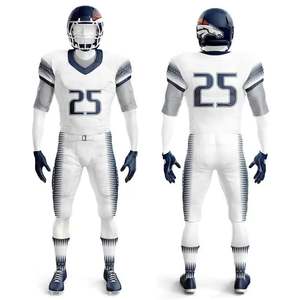 Ensemble d'uniformes de football américain respirant grande taille pour l'été, avec maillot brodé en sergé et short - Product Image 1