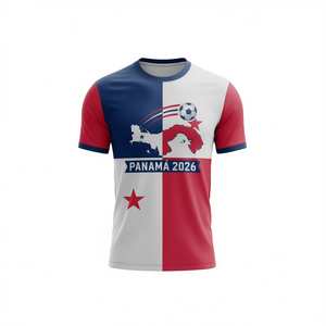 Maglia da Tifoso Unisex per i Mondiali di Calcio 2026 in Panama, Design con Bandiera Rossa, Bianca e Blu, T-Shirt da Calcio per il Giorno della Partita - Product Image 2