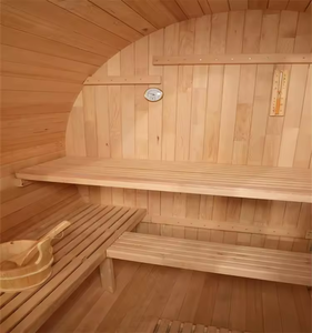 ห้องซาวน่ากลางแจ้งแบบถังไม้ซีดาร์แดง ซาวน่าอบไอน้ำแบบดั้งเดิมสำหรับ 2-4 คน - Product Image 4