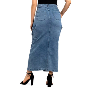 Jupe en jean pour femme, taille haute, style décontracté, pour un usage quotidien et en extérieur, jupe en jean pour femme, style décontracté élégant - Product Image 4
