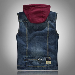 Nouvelle conception de veste sans manches tendance unisexe pour hommes et femmes, veste en jean de cow-boy, veste en jean à capuche pour femmes - Product Image 2