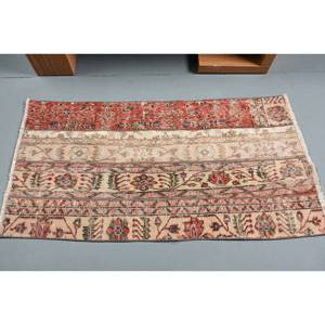 Alfombra turca Vintage de 23x45 pies, alfombra de retazos de tejido plano rojo y Beige, decoraciones para sala de estar, lana, Material PP, respaldo de látex - Product Image 3