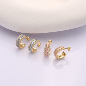 Rose Zircon Pierre Baguette Conception Hoop Boucle D'oreille À La Main En Gros Turc 925 Argent Fine Jewelry - Product Image 1