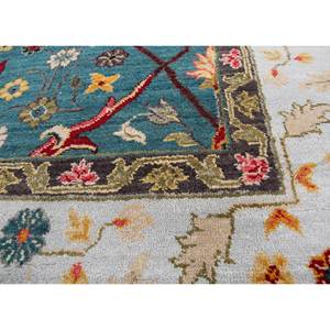 Alfombra de Lana Anudada a Mano Cyanna Azul, Diseño Floral y Abstracto, Alfombra Rectangular para Sala de Estar o Pasillo, Micv Spr-28 - Product Image 3