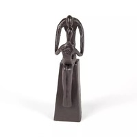 Mère et enfant tendre étreinte Sculpture en métal couleur noire enduit en laiton support stable Accents décoratifs pour la maison décor de Table