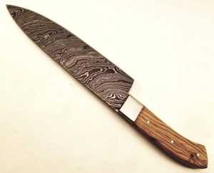 Nouvelle arrivée prix bon marché dernière conception couteau de chef damas fait à la main manche en bois avec gaine en cuir couteau de chef de cuisine - Product Image 3