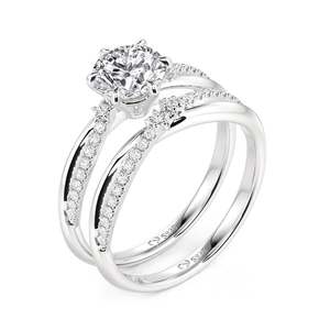 Ensemble de bagues de fiançailles Jeulia Twist Star avec diamant rond taillé - Product Image 3