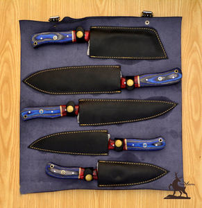 Juego de cuchillos de chef de acero damasco personalizable mango de madera pakka de cocina para Navidad/Pascua/novia/novio/padre OEM - Product Image 5