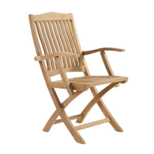 Silla plegable de teca para mesa de comedor, brazo de teca para terraza - Product Image 2