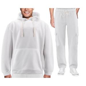 ชุดวอร์มขนแกะ2ชิ้นสำหรับผู้ชายเสื้อมีฮู้ดและกางเกงหนาชุดกีฬาอบอุ่นเสื้อผ้าเทรนด์ฮิปฮอปฤดูหนาวและฤดูใบไม้ร่วง - Product Image 1