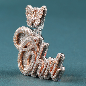 Colgante de diamante de moissanita de diseño único personalizado minimalista de mariposa en joyería fina de Plata de Ley 925 - Product Image 2