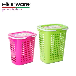 Elianware Huge Capacity Household Usage Multi-use Plastic Laundry Basket With Flip Over Cover And Hand Carry Cover