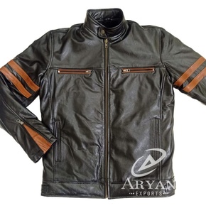 Vestes en cuir marron véritable pour hommes Vintage de haute qualité Casual Classic Biker Style Outdoor Hiking Royal Look Jackets - Product Image 1