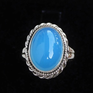 แหวนกว้างพลอยคาลซิโดนีเงินสเตอร์ลิง925ทำด้วยมือเครื่องประดับชั้นดีสำหรับเป็นของขวัญแต่งงานวันเกิด - Product Image 1