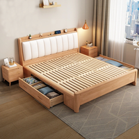 "Panneau de Bois Minimaliste Super King Size Cadre de Lit en Bois avec Rangement"
