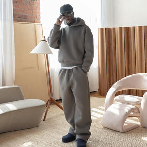 Conjunto de pantalones de chándal y Sudadera con capucha de lana de poliéster 250G 100% de gran tamaño para hombre de alta calidad FLN, chándal de invierno con patrón 3D personalizado para hombre - Product Image 5