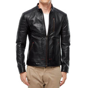 Veste en cuir pour homme de haute qualité du fabricant OEM, nouvelle mode, col montant, logo frontal, style urbain, enduite - Product Image 1