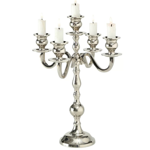 Candelabro de Metal de 5 brazos de plata brillante de tamaño personalizado atractivo soporte para velas de boda diseño único para tarro de velas - Product Image 2