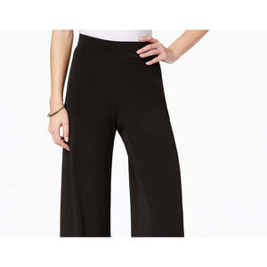 Collection NY – Pantalon Palazzo Femme Grande Taille Coupe Ample en Crêpe Noir Respirant, Coupe Droite, Effet Froissé - Product Image 3