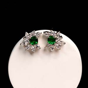 NOVAMART Fine Silverings 925 Sterling Silver Marquise Cut Diamond Cluster Trust Her Gold <b>Earrings</b> Floral <b>Stud</b> & Hoop Design for - Product Image 1