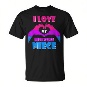 T-shirt « J'aime ma nièce bisexuelle » avec drapeau de fierté bisexuelle, drapeau arc-en-ciel bi, promotionnel pour la communauté bisexuelle - Product Image 2