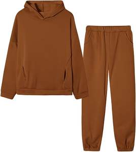 Ecológico 2 piezas Otoño Invierno entrenamiento Jogging traje chándal Sudadera con capucha y pantalones sueltos Fitness moda traje deportivo - Product Image 1