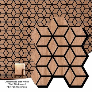Panneau mural hexagonal en placage de bois acoustique insonorisant écologique auto-adhésif au design moderne, conception graphique, rouleau flexible - Product Image 4