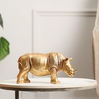 Statue de rhinocéros en aluminium doré moderne, faite à la main, sculpture décorative haut de gamme pour la décoration intérieure et extérieure de la maison, du jardin ou de l'hôtel