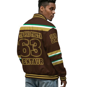 Iota Phi Theta 1963 Campus Varsity Jacket Letterman Brown Gold Greek Life Apparel Fraternity Heritage Style Prendas de abrigo - Product Image 5