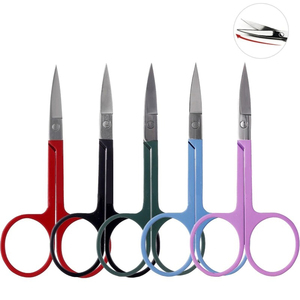 Ciseaux à cuticules à petite pointe inclinée en acier inoxydable rouge violet bleu coupe de manucure ciseaux à grande boucle - Product Image 6