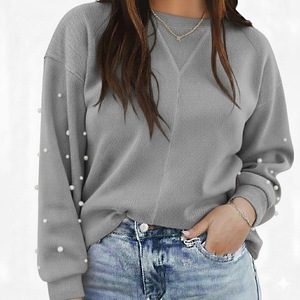 Sweatshirts pour femmes Logo personnalisé Devant Manches chauve-souris Col Anti-froissement Respirant Écologique 100% coton Vêtements décontractés d'hiver - Product Image 3