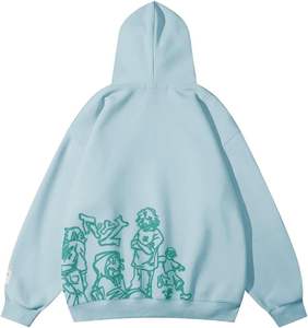 เสื้อมีฮู้ดผ้ามัดย้อมดิจิทัลสำหรับฤดูใบไม้ร่วงผ้าพิมพ์ลายสกรีนโลโก้ด้านหน้าลายเส้นไหมเทคนิคการซักด้วยกรดย้อมสีแบบดิจิตอลมีฮู้ดแข็ง - Product Image 2