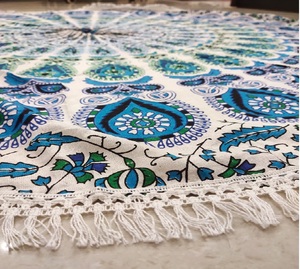 Camino de mesa de algodón tradicional diseño Floral Mandala cubierta de alfombrilla de mesa redonda para boda playa tiro Yoga Mat-tapiz hecho a mano - Product Image 3