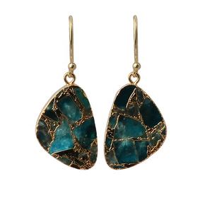 Oyster Cuivre Turquoise Boho À La Mode Plaqué Or Crochet Style Boucles D'oreilles Filles Fantaisie Forme Earjewelry pour Cadeaux - Product Image 3