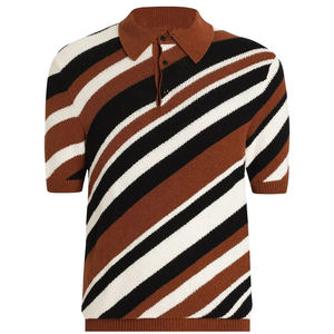 เสื้อโปโลผ้าฝ้าย100% สำหรับผู้ชายเสื้อเชิ๊ตแขนสั้นระบายอากาศได้ดีปักลายทางผ้าคอตตอนสีทึบดีไซน์แบบกำหนดเองได้ - Product Image 1