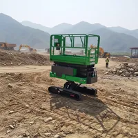 Plateforme de travail mobile électrique hydraulique à ciseaux bi-nivelante sur chenilles autopropulsée tout-terrain pour la construction