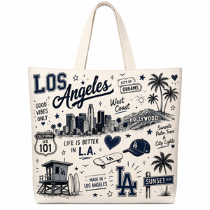 Sac fourre-tout réutilisable en coton durable avec motif graphique mignon pour femme, idéal pour les courses, la plage et les voyages - Product Image 5