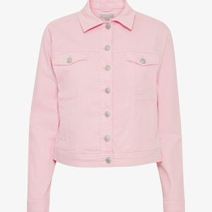 Venta caliente última chaqueta de mezclilla de mujer glaseado Rosa bolsillos en el pecho Botón de sujeción diseñado para mujeres para todas las estaciones comodidad - Product Image 6