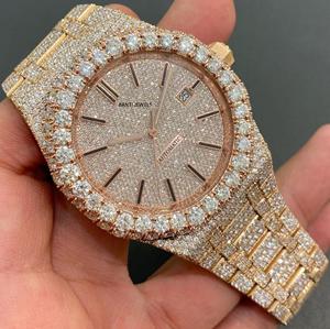 Luxury Rose Gold Iced Out Moissanite <b>Watch</b> with VVS1 Stones Hip Hop Diamond Automatic <b>Wrist</b> <b>Watch</b> - Product Image 1