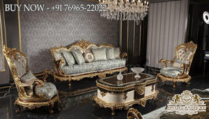 Royal Rich <b>Gold</b> Metallic Polished <b>Sofa</b> Set Royal Maharaja Golden Living Room Furniture Rococo Living Room <b>Sofa</b> Set - Product Image 3