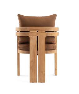 เก้าอี้รับประทานอาหารที่มีแขนไม้สักกลางแจ้งทันสมัยสีธรรมชาติพร้อมผ้ากันน้ำสำหรับรับประทานอาหารที่บ้านและโรงแรม - Product Image 6