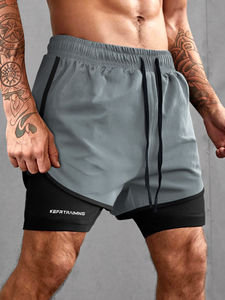 Short de course à compression respirant 100% coton solide pour hommes pour les sports de plein air entraînement de tennis - Product Image 4