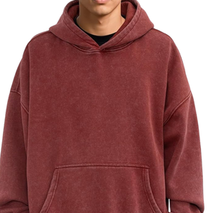 เสื้อฮู้ดดี้สีแดงอมน้ำตาลฟอกสีสไตล์วินเทจ ทรงโอเวอร์ไซส์ ผ้าฟลีซนุ่ม สตรีทแวร์ เสื้อกันหนาวแฟชั่นฤดูหนาว สำหรับผู้ชายและผู้หญิง - Product Image 5