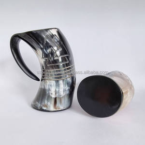Buffalo motif viking drinking horn handcrafted tankard multipurpose <b>mug</b> for both hot and cold drinks and holiday home decor use - Product Image 6