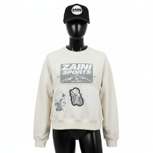 Sweat-shirt à capuche en molleton de coton et polyester 300GSM pour femmes, panneaux personnalisés, broderie de logo, impression de patch, sweat-shirts respirants pour femmes - Product Image 6