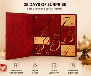 Luxury Red Gold Foil Advent <b>Calendar</b> Box Magnetic Closure Rigid Paperboard Christmas Mystery Box for Cosmetic Beauty Gift - Product Image 4