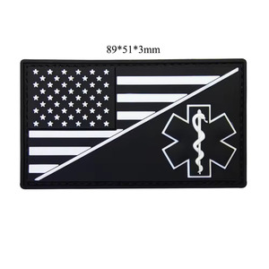 Écussons en caoutchouc PVC tactiques EMS médical, étoiles, cœurs, fleurs, drapeau américain en relief 3D, écologiques, qui brillent dans le noir, pour veste, chapeau - Product Image 1