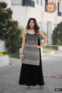 Traje de lujo de verano de estilo tradicional indio para mujer, vestido Sharara bordado con Salwar Kameez y Dupatta, ropa de mujer trabajada - Product Image 2